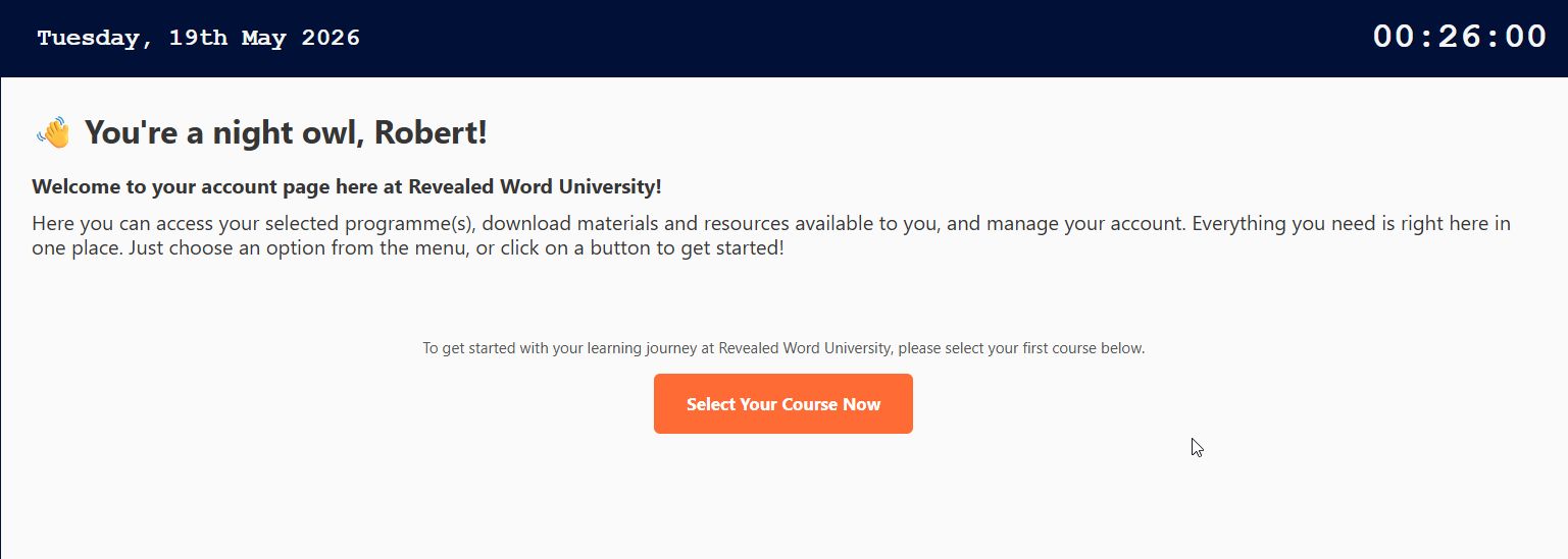 select a course screenshot